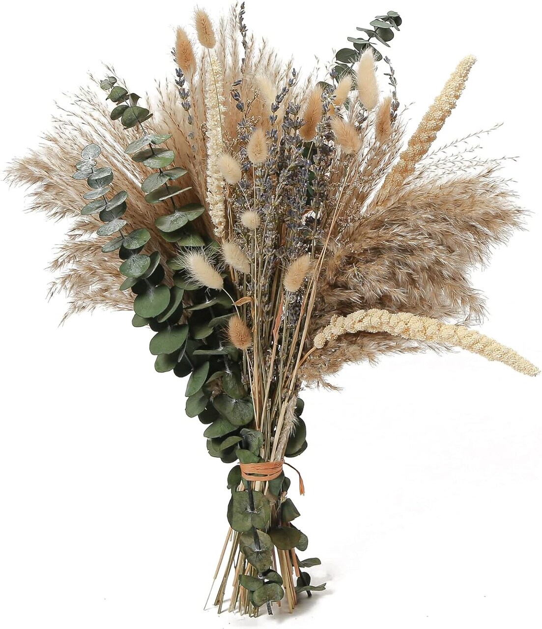 Dried Flowers Bouquet, 17" Dried Pampas Grass Decor Inc Lavender Eucalyptus DIY Floral Arrangements for Home Office Decoration,Wedding centerpieces